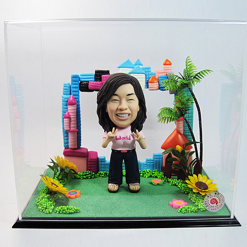 笑口常開公仔場景組-場景公仔+壓克力盒